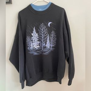 Morning Star Day Break Vintage Sweatshirt 2XL Black with Blues Puff Paint Collar